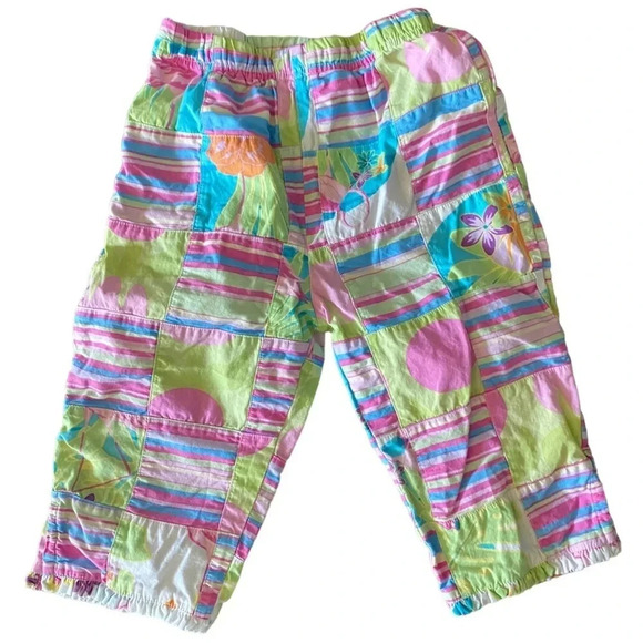 CORKYS KIDS BOUTIQUE GIRLS COTTON PANTS BOTTOMS SUMMER CASUAL PATCHWORK SIZE 4T - Picture 2 of 3